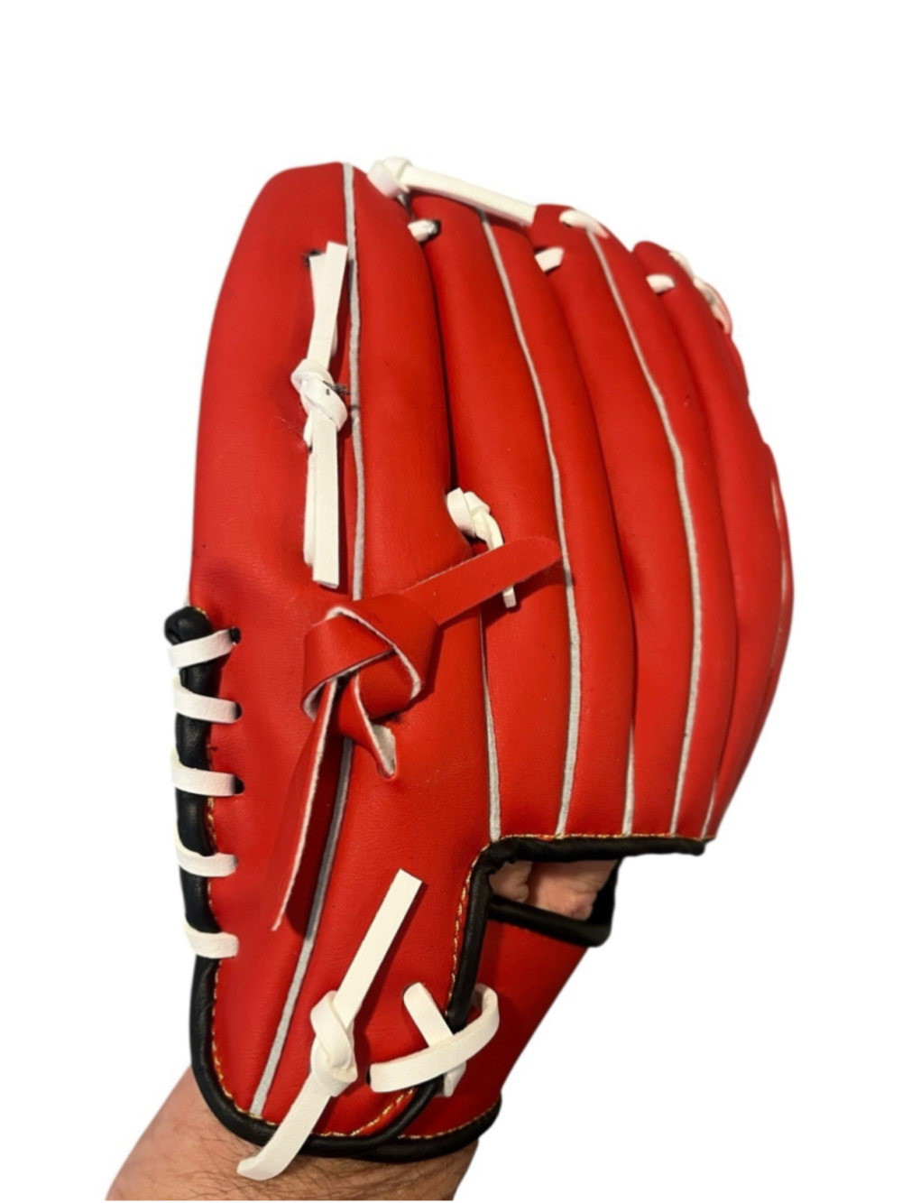 Baseball Glove Size 11.5'' Right Hand Throw Red White Faux Leather T Ball Youth - Picture 4 of 8